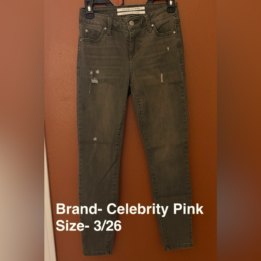 Celebrity Pink Olive Distressed Jeans